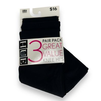 Hue Opaque Knee Hi 3 Pair Pack Black One Size Fits Most Women’s U16211